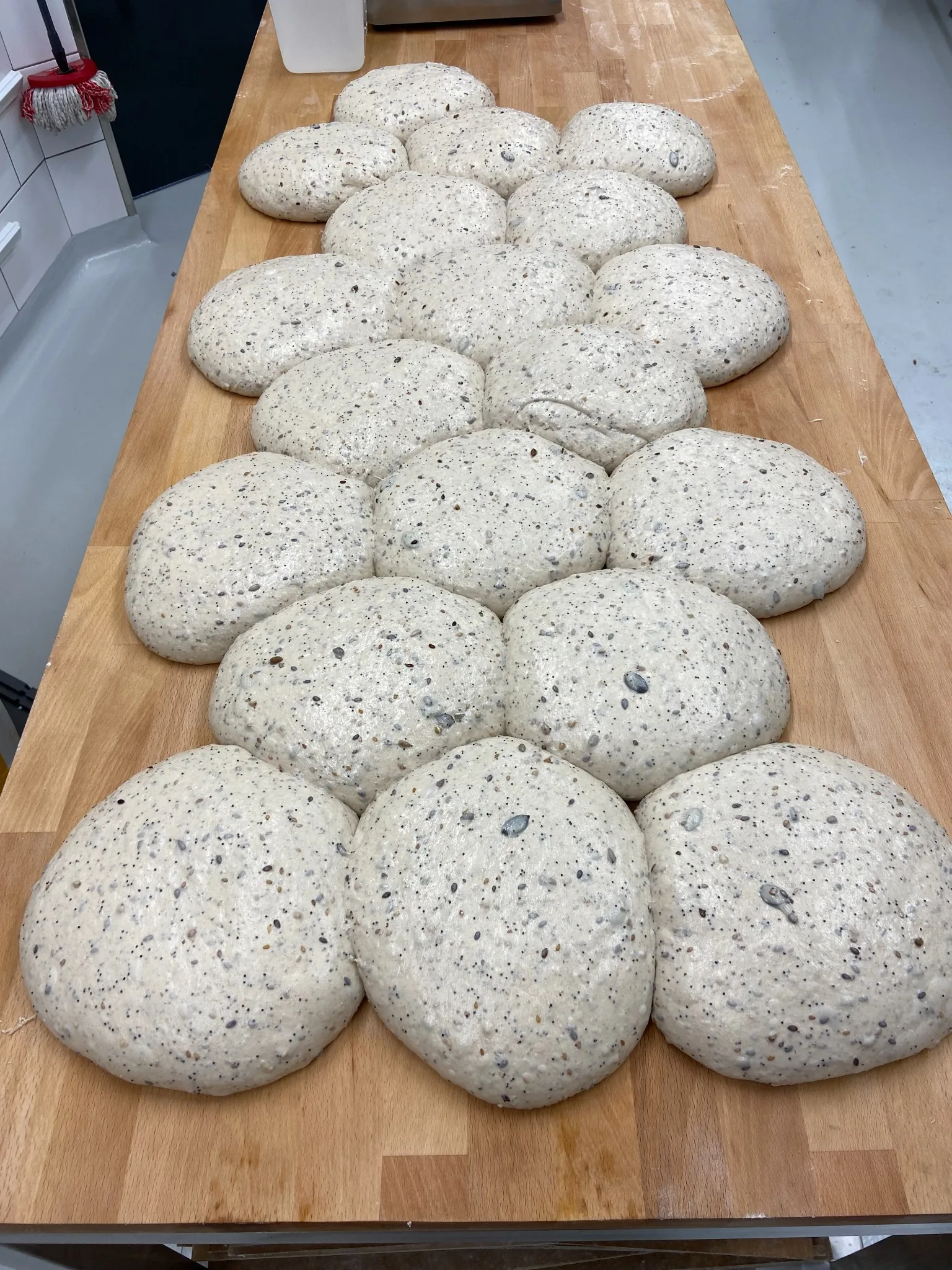 Pâtons aux graines en cours de fabrication